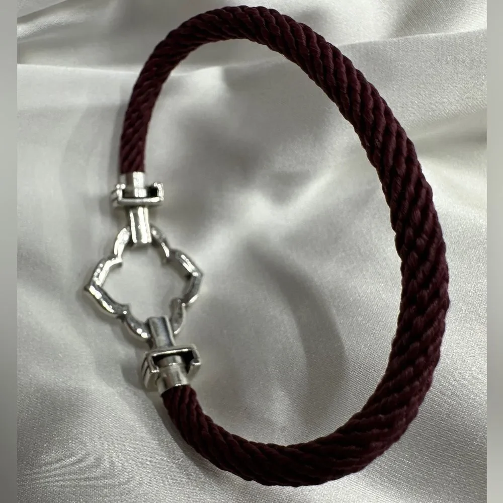Brighton Burgundy Rope Bracelet with Silver-Tone Clasp & Crystal Accents